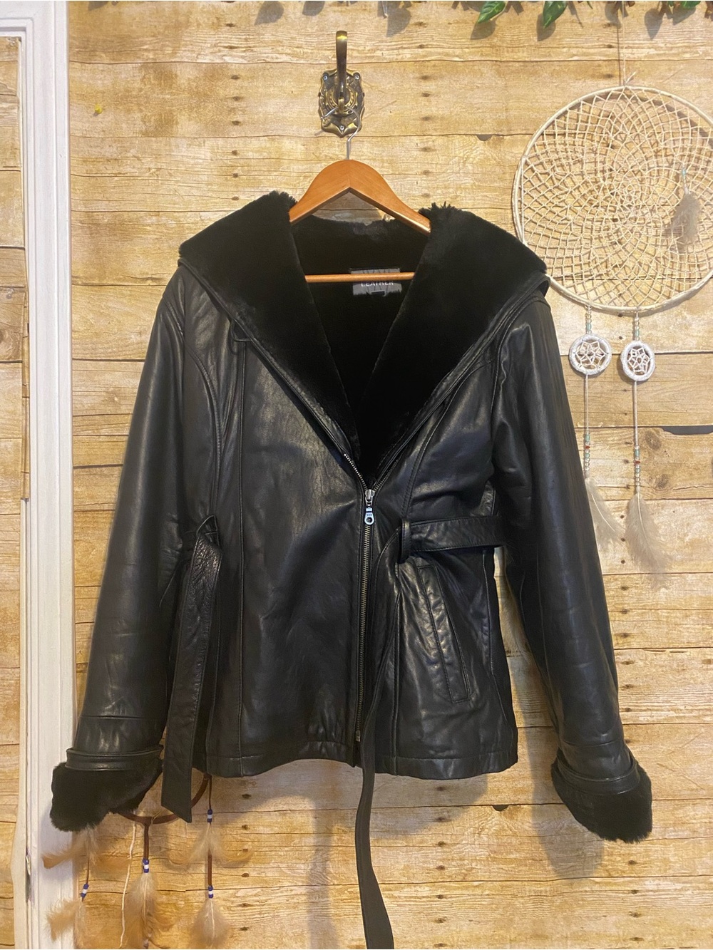 Wilsons Leather Faux Fur Belted Trench Jacket with Asymmetrical Zip - Picture 7 of 16